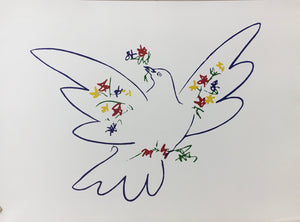 Colombe avec fleurs